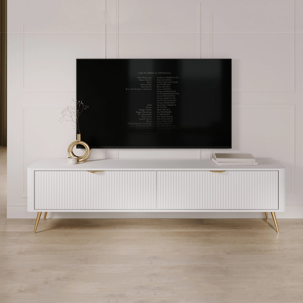 Kala, Mobile Porta tv 2 Ripiani, 200x38x51h cm Bianco