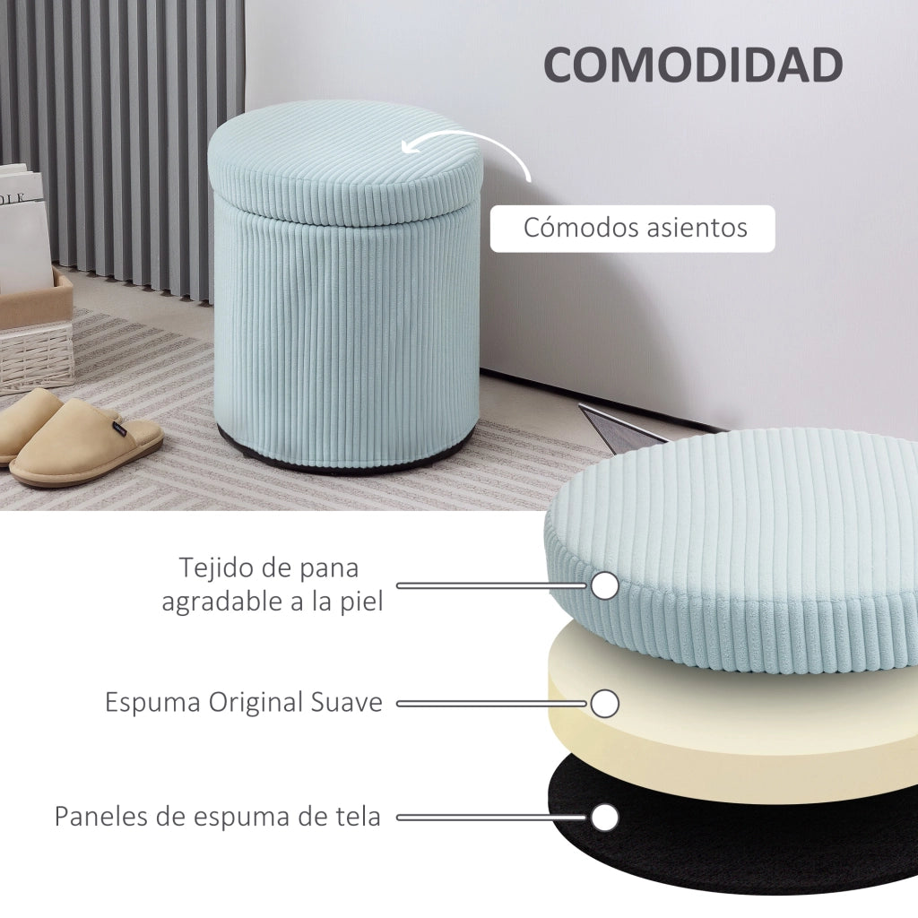 Pouf contenitore rotondo ¨C Xylo ¨C Velluto blu chiaro ?40x41cm