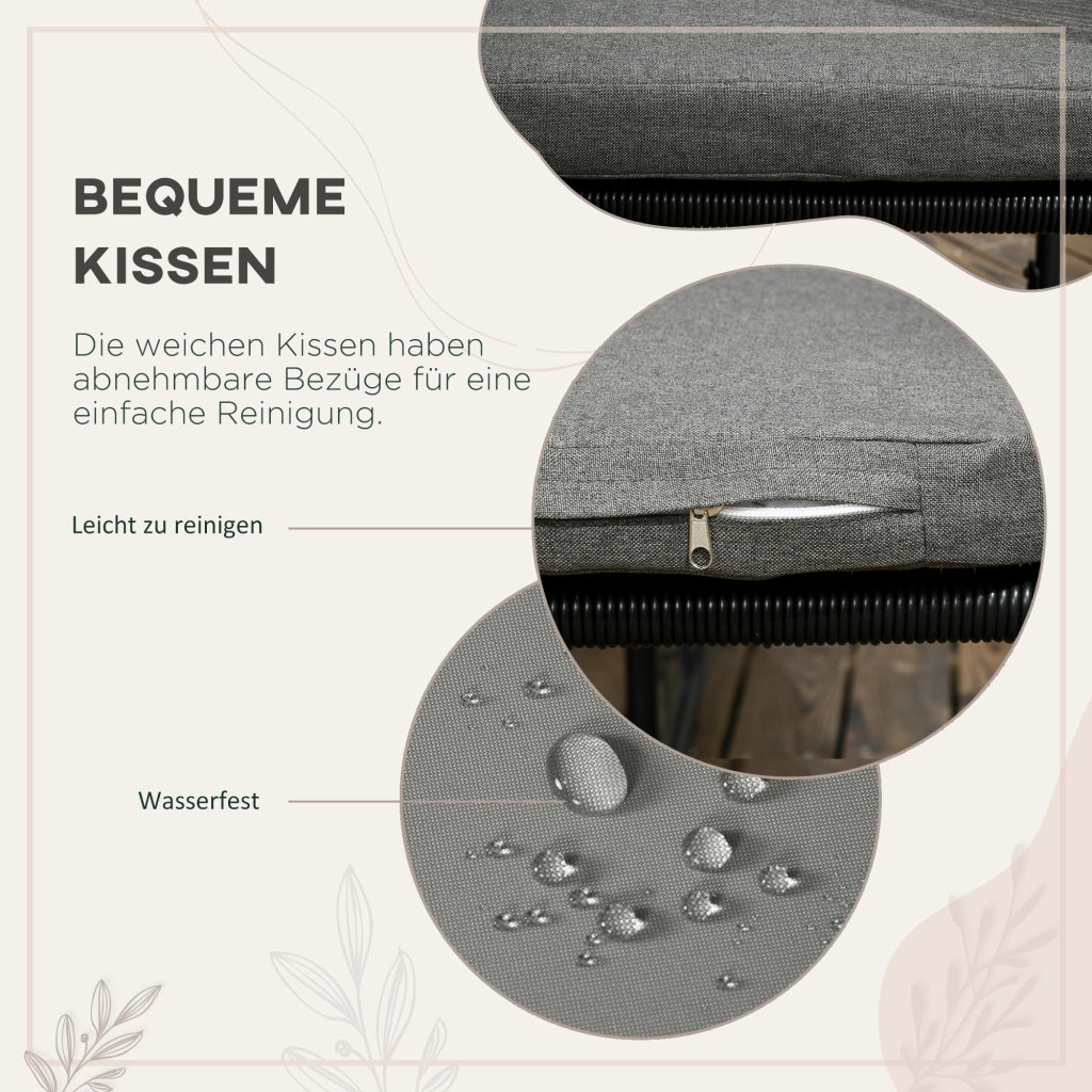 Set Giardino 5 Pezzi ¨C zephmum ¨C Polyrattan Grigio Nero