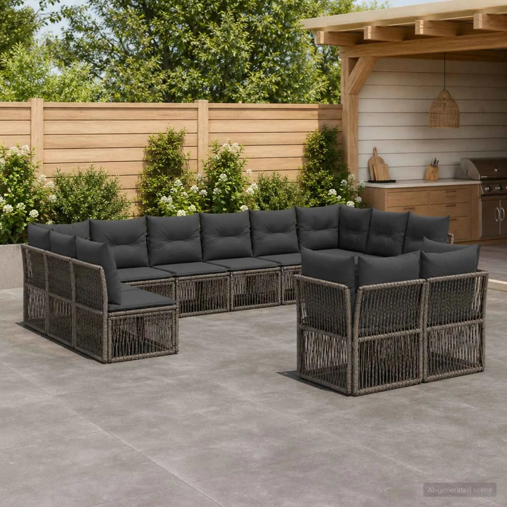 Set Divano da Giardino 12 pz Grigio polyrattan 3434399