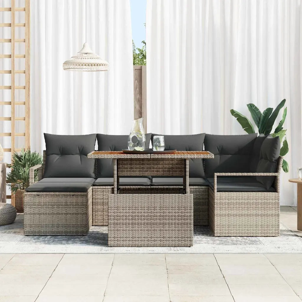 Set Divano da Giardino 7 pcs Grigio Poly Rattan 3358470