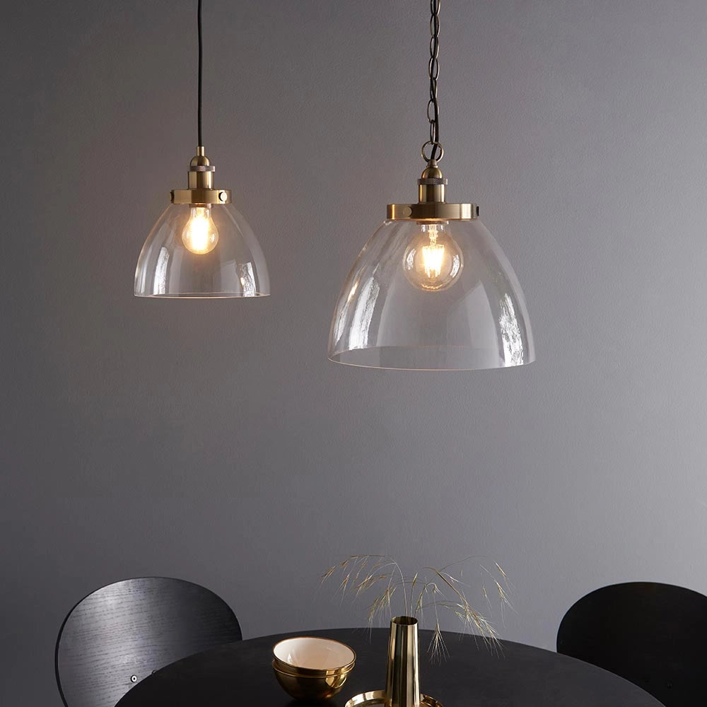 Lampada a sospensione industriale ottone antico E27 Endon