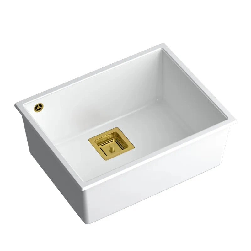Lavello In Granito David 50 White Tappo rame spazzolato