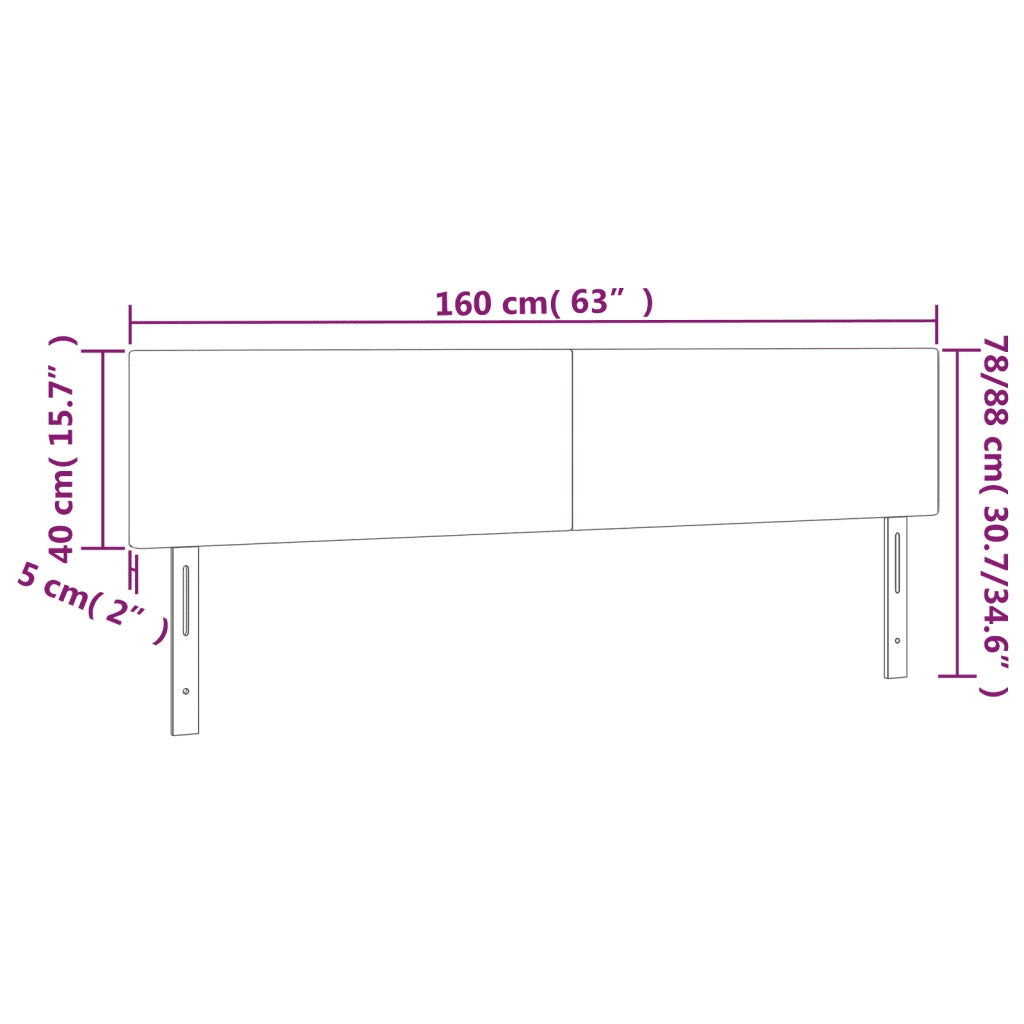 Testiera a LED-Testata con LED Grigio Scuro 160x5x78/88 cm in Tessuto 446555