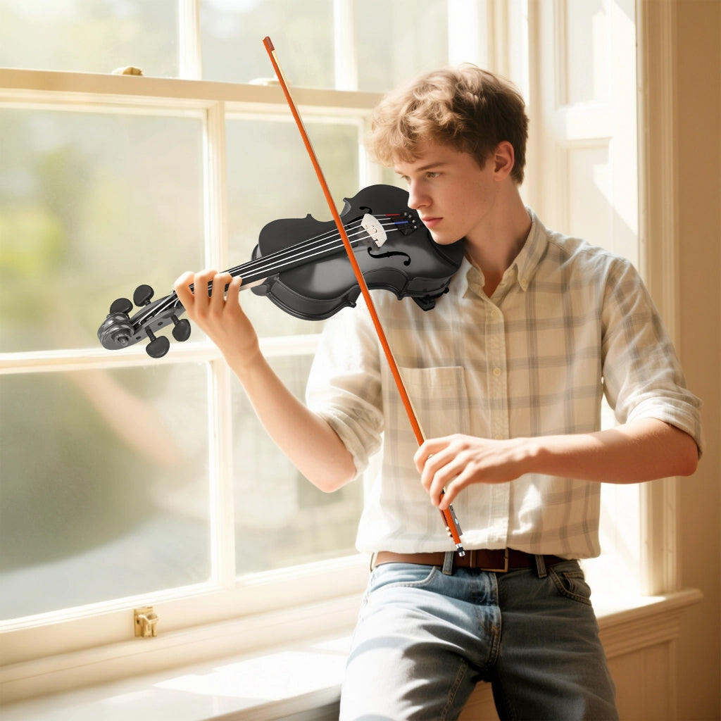 Violino Legno di Abete Acero ¨C Minimal ¨C Nero con Custodia Arco Spalliera Pece