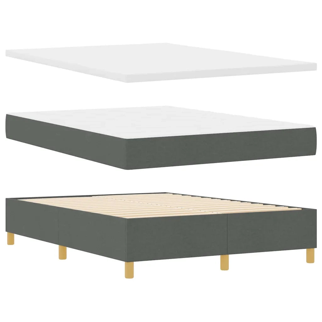 Letto a Sorgente LED Grigio scuro 140 x 190 cm Tessuto