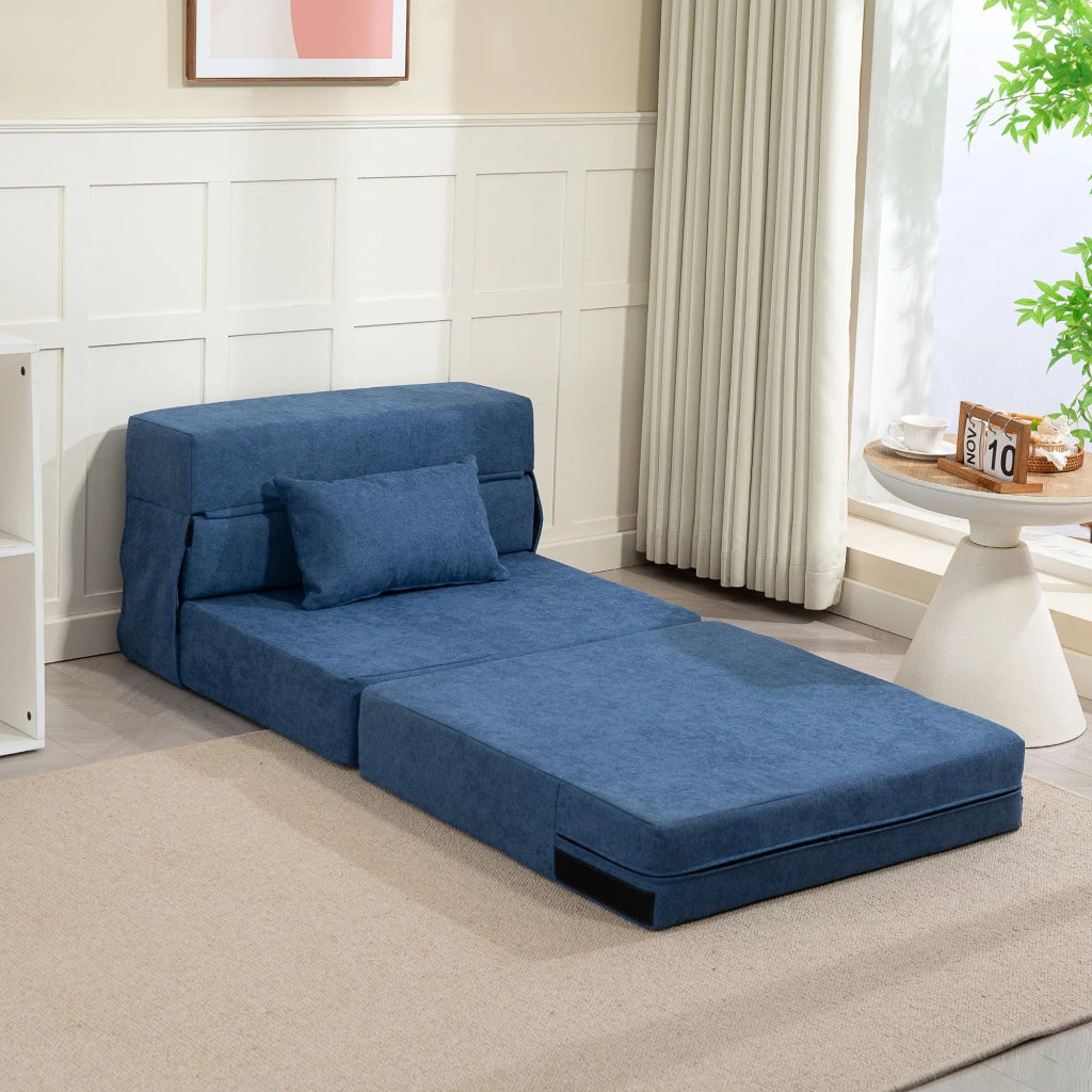 Divano letto trasformabile in materasso ¨C Xylo ¨C Schiuma con cuscini blu scuro