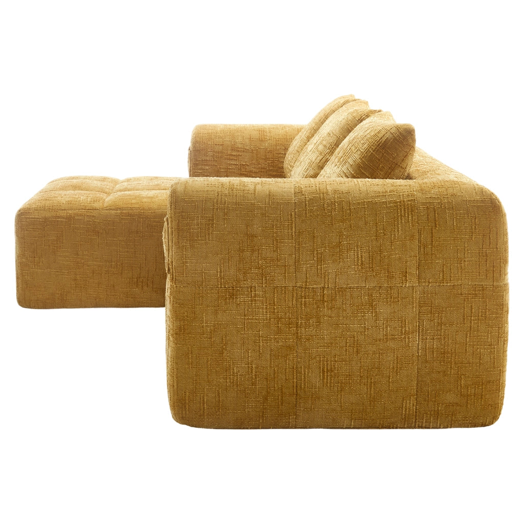 Divano sezionale moderno - Zephmum- 3 posti, chenille, giallo