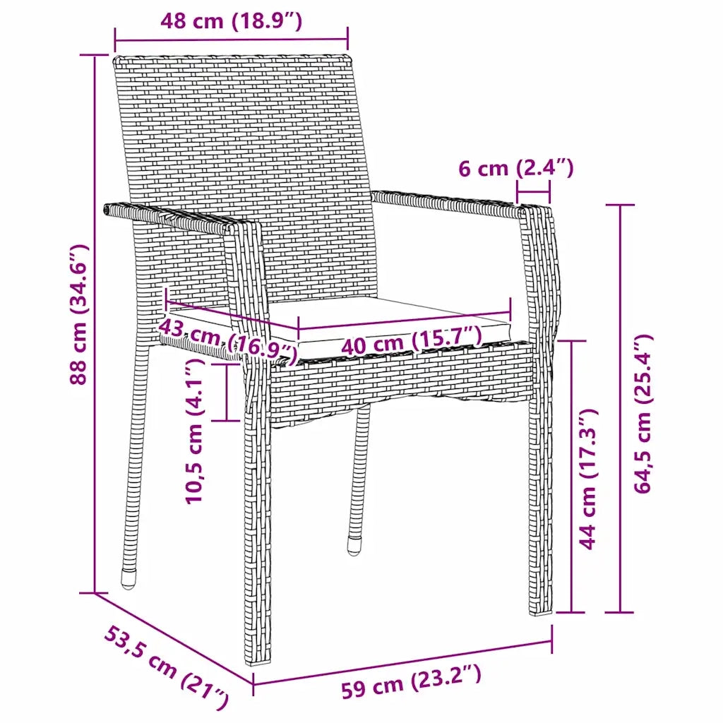 Set da Pranzo per Giardino con cuscino 5 pcs Nero polyrattan 3380080