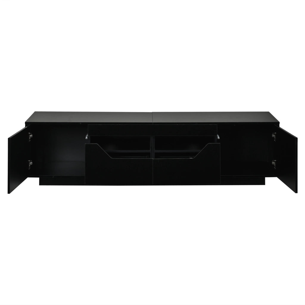 Mobile TV da terra 180x40x45 cm con 2 cassetti, 2 ante e LED, nero