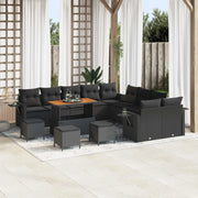 Set Divano da Giardino con cuscino 14 pcs Nero polyrattan 3363759