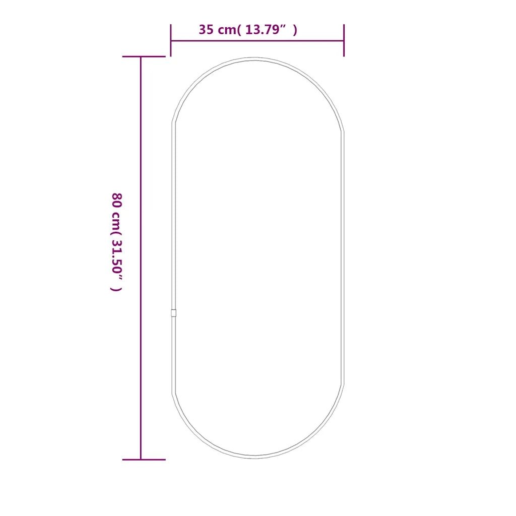 Specchio da Parete | Specchio decorativo Argento 80x35 cm Ovale