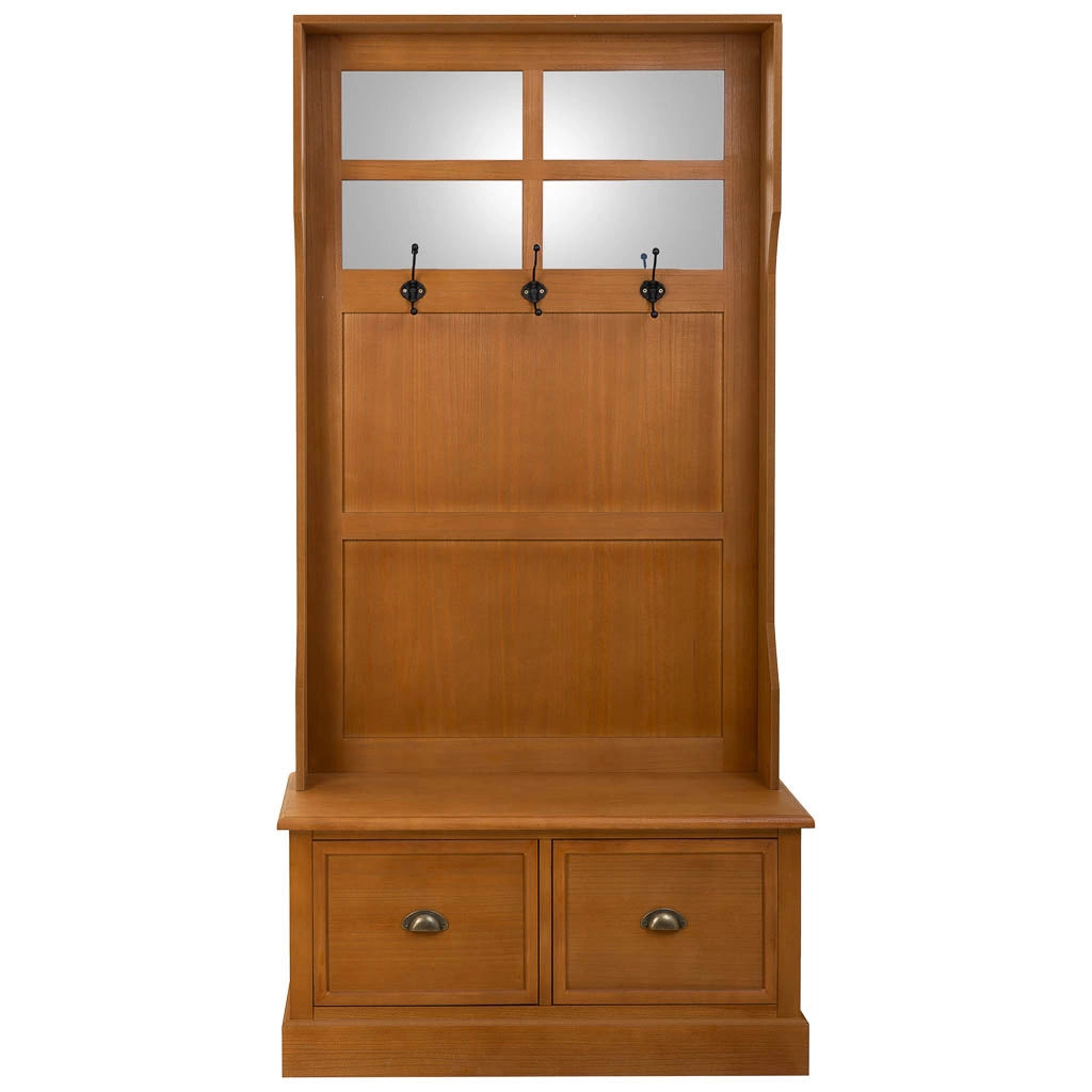 Appendiabiti da Mobile da ingresso in legno con Sgabello marrone 92x39,5x184