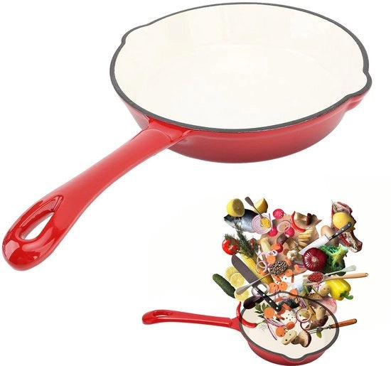 Padella in ghisa smaltata con manico lungo da 20 cm