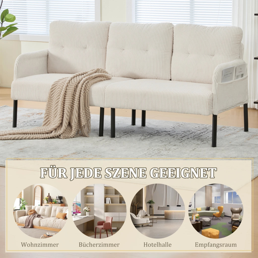 DIVANO 3 POSTI 171x72x80 cm in corduroy Beige