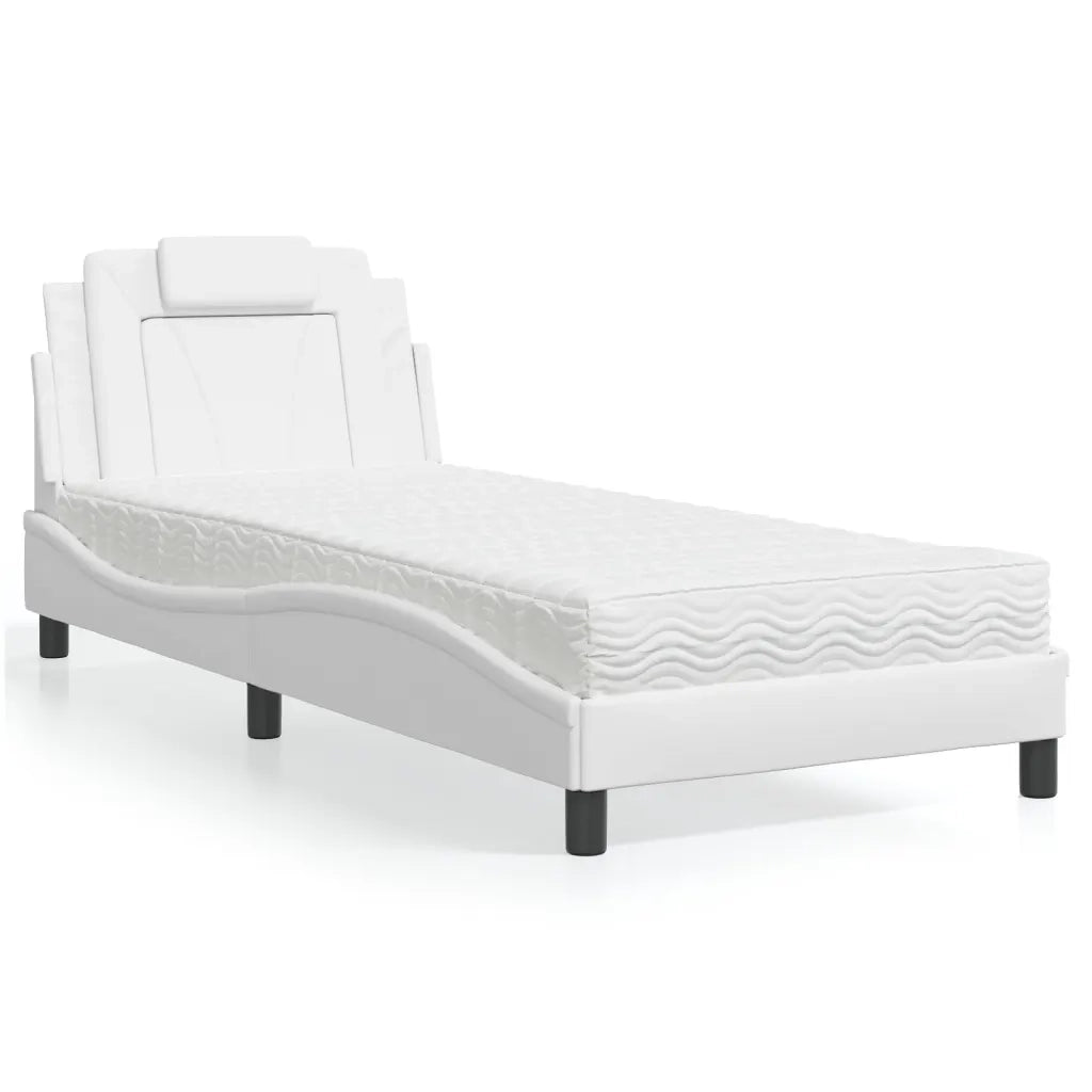 Letto Viana con Materasso Bianco 90x200 cm in Similpelle