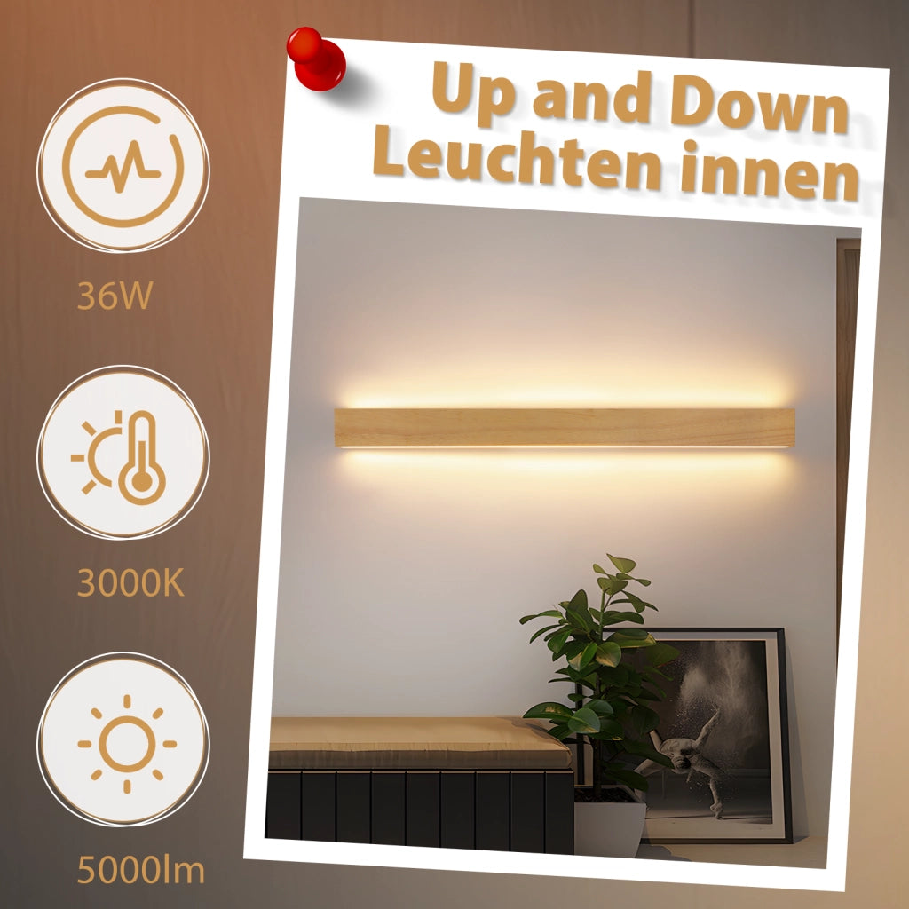 ZMH Lampada da parete a LED per interni da 100cm e 36W moderna con design su e giù per corridoio
