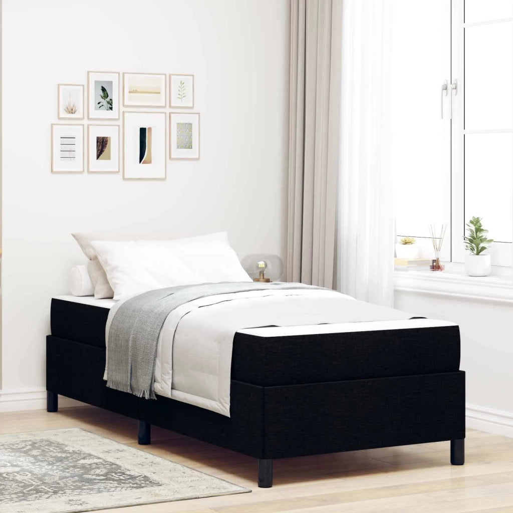 Letto a molle con materasso Nero 90 x 190 cm Tessuto