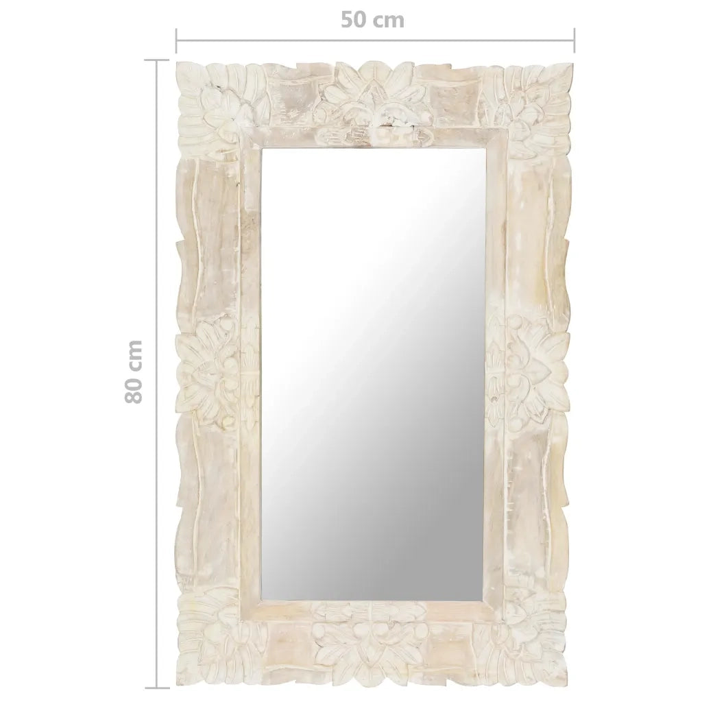 Specchio Bianco 80x50 cm in Legno Massello di Mango 321633