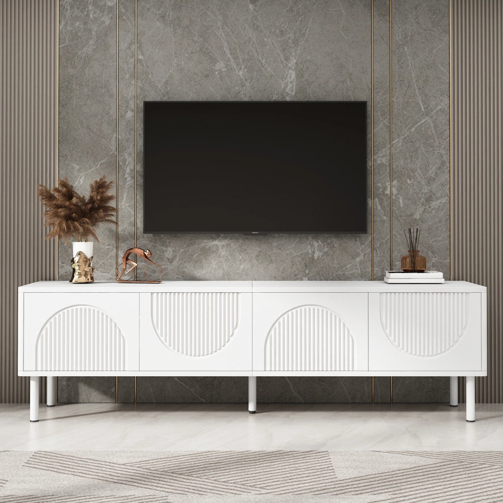 Cassettiera per TV bianca in MDF e truciolato 180 cm