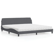 Letto con Materasso Dover Grigio Scuro 200x200 cm Velluto