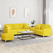 Set di Divani 3 pz con Cuscini Giallo Chiaro in Tessuto 3202147