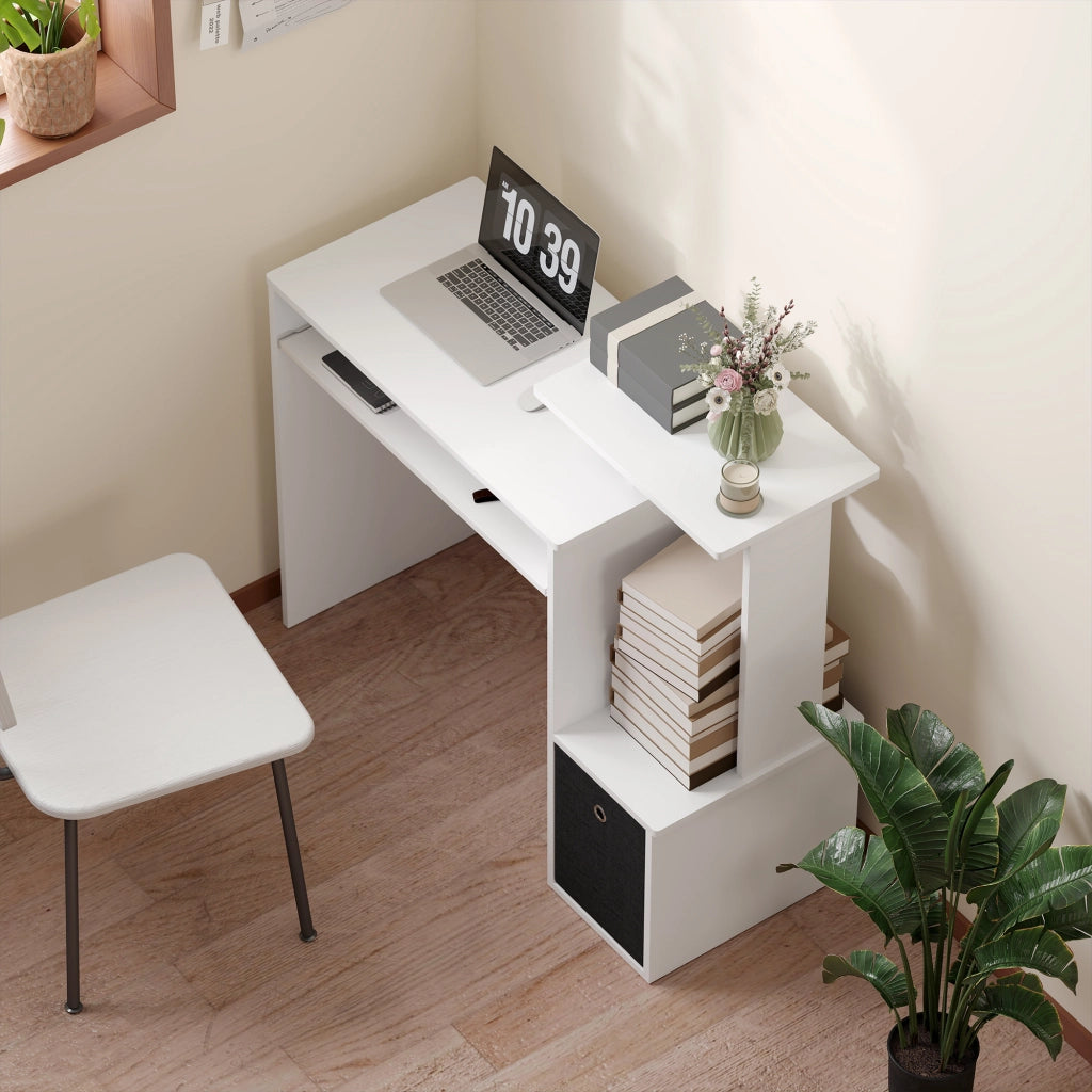 Scrivania per computer con scaffali e cassetto ¨C Zephmum ¨C Nero e bianco 90x50x75