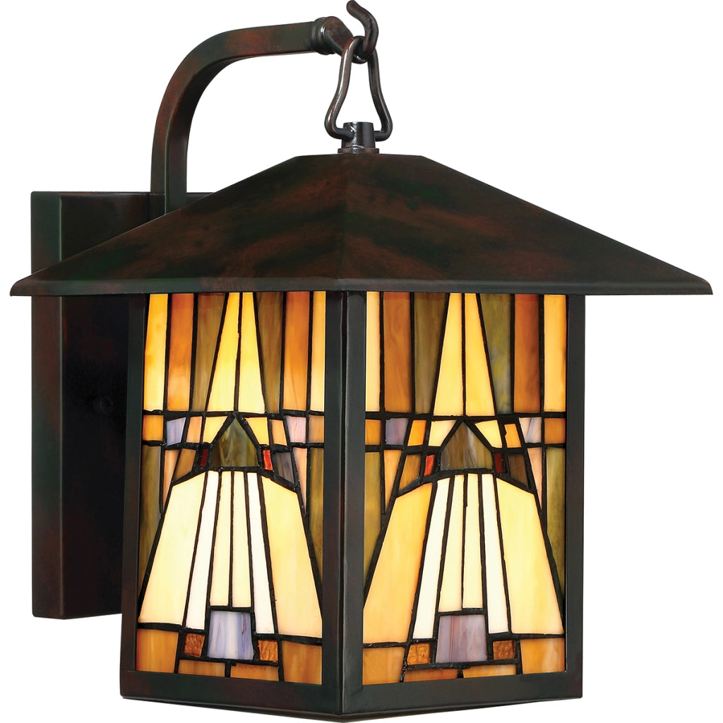 Applique esterna Inglenook vetro Tiffany bronzo E27 Quoizel
