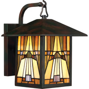 Applique esterna Inglenook vetro Tiffany bronzo E27 Quoizel