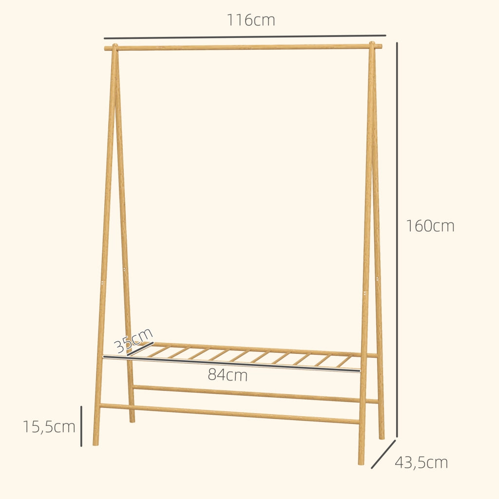 Appendiabiti con scaffale per scarpe ¨C Minimal ¨C in legno naturale