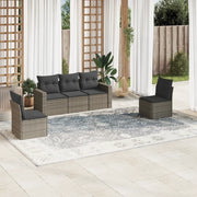 Set Divano da Giardino 5 pz con Cuscini Grigio in Polyrattan 3251127