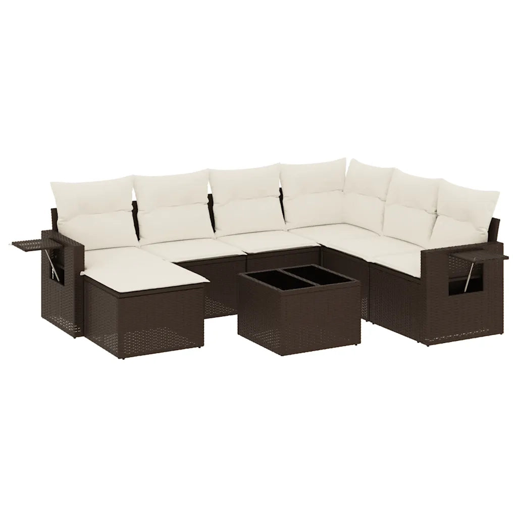 Set Divani da Giardino 8 pz con Cuscini Marrone in Polyrattan 3252850