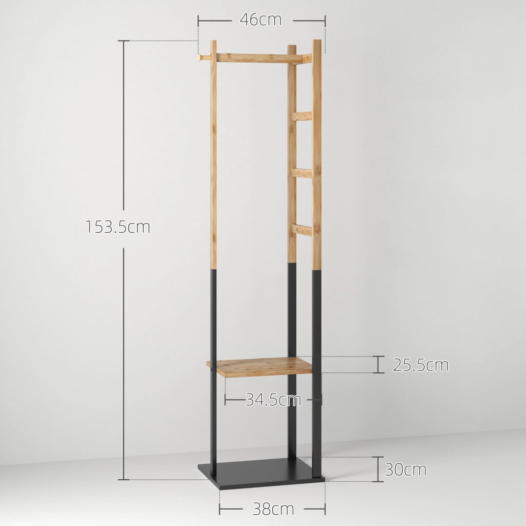 Appendiabiti da Terra con Ripiani ¨C Minimal ¨C Legno e Nero