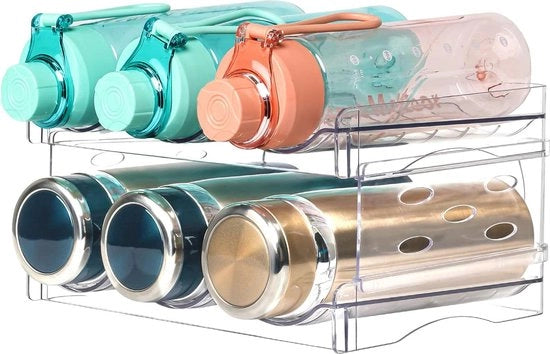 Scaffale per bottiglie di vino e acqua - Contenitore per bottiglie per cucina e ufficio