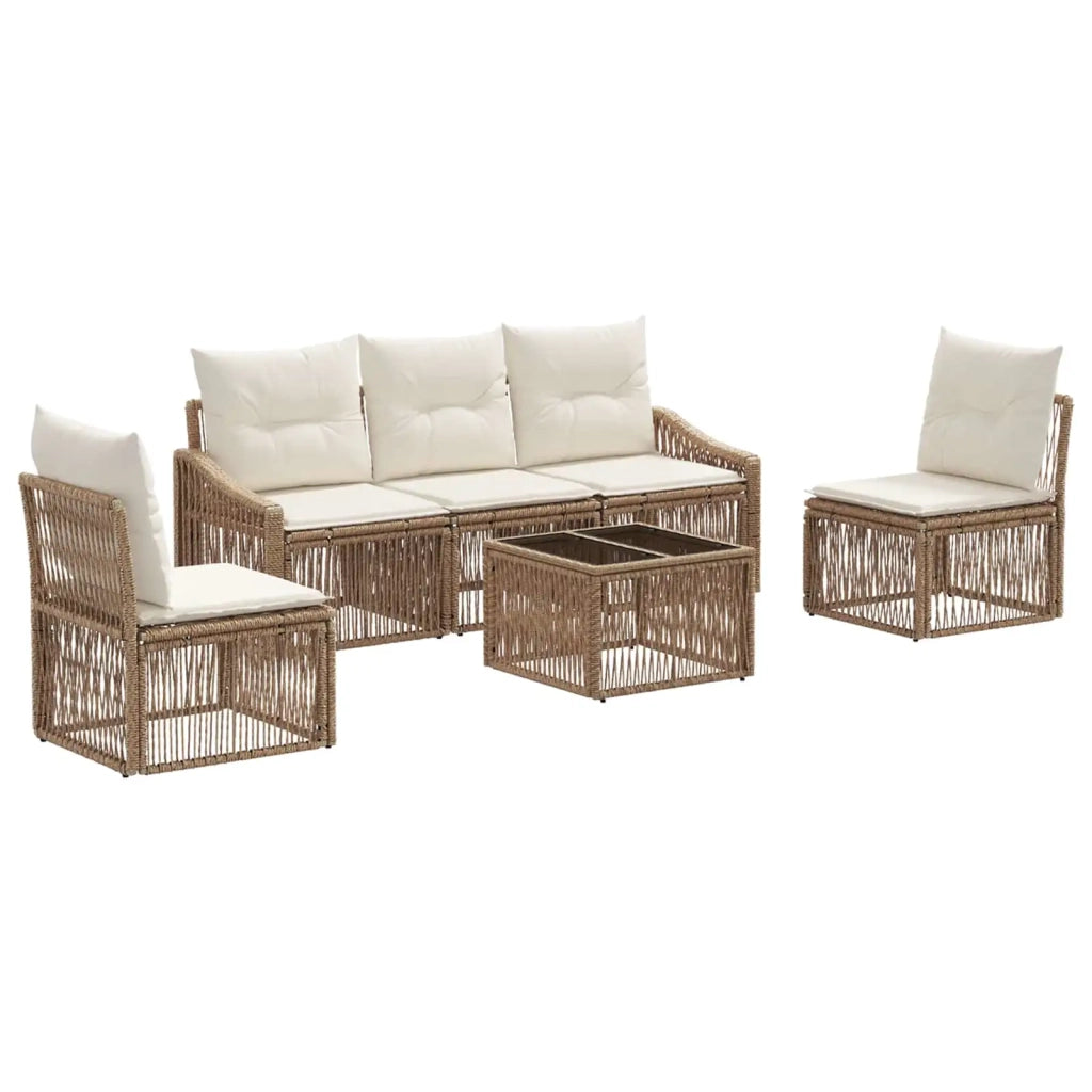 Set Divano da Giardino 6 pcs Beige polyrattan 3435966