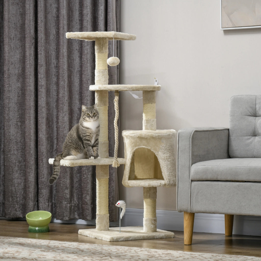 Albero per Gatti con Piattaforme e Giocattoli ¨C Minimal ¨C 116 cm Beige