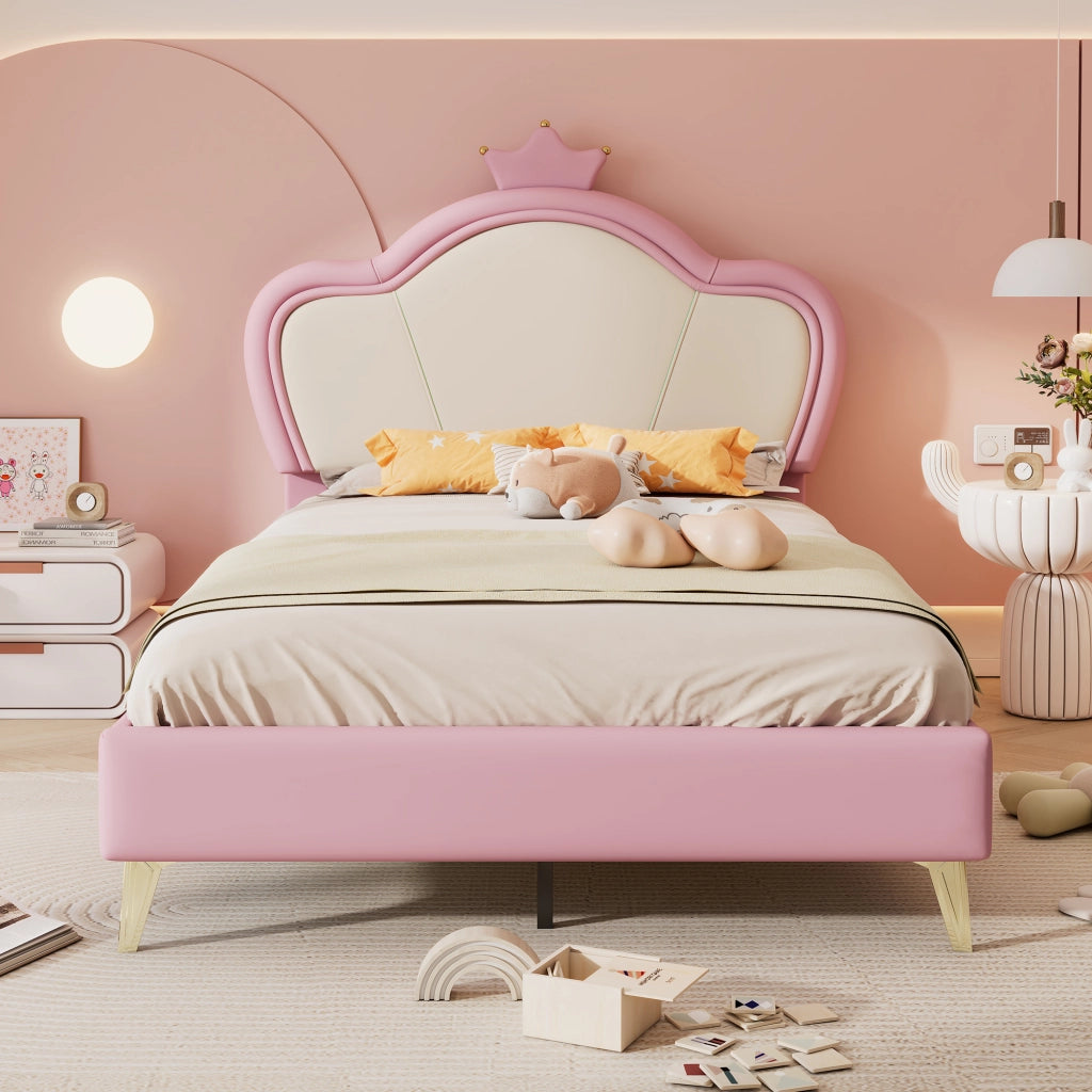 letto imbottito pu rosa bianco 90x200 cm