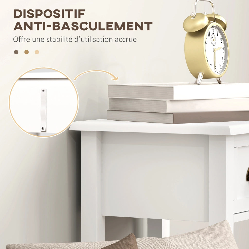 Comodino con Cassetto e Ripiano ¨C Xylo ¨C Bianco 30x30x75 cm Set 2 Pezzi