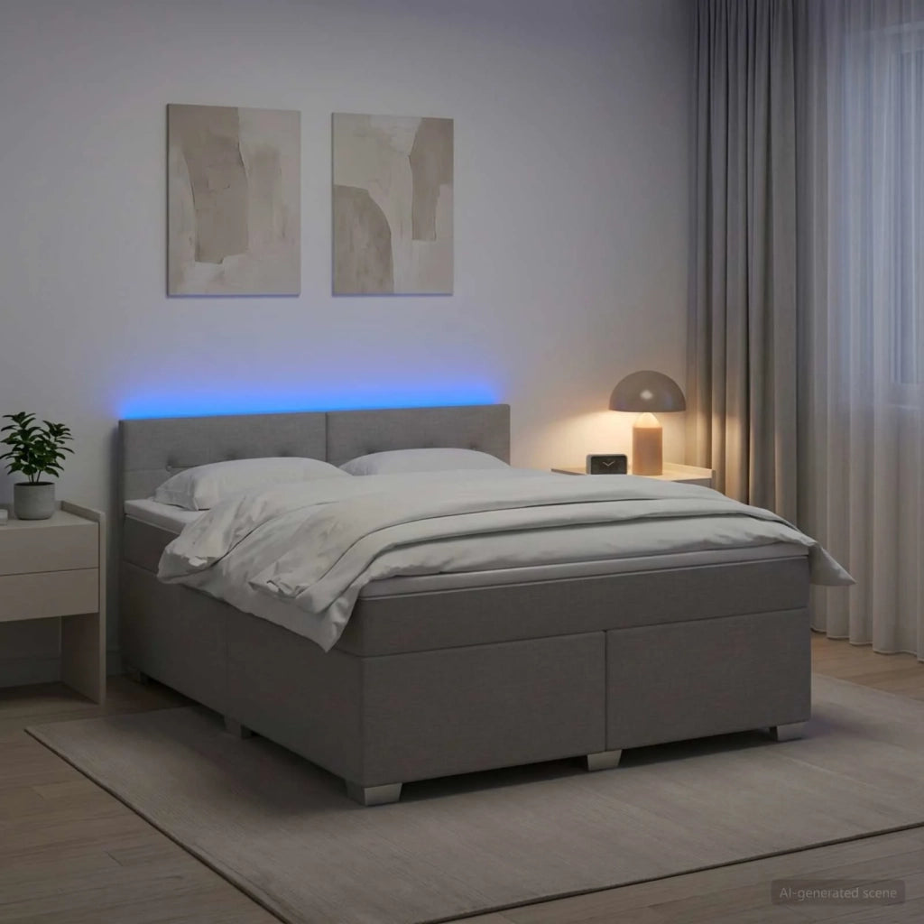 Letto con Box Spring, Materasso e LED Grigio Chiaro Tessuto 3451959
