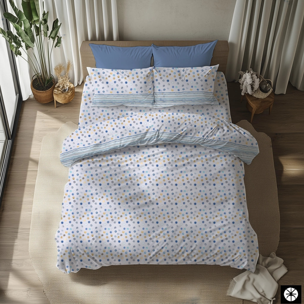 Sasafa, set Completo Letto Singolo in Policotone, blu