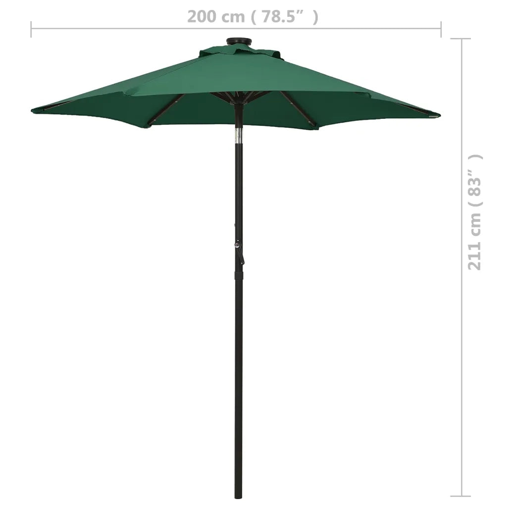 Ombrello | Parasolne da Giardino con Luci LED Verde 200x211 cm Alluminio
