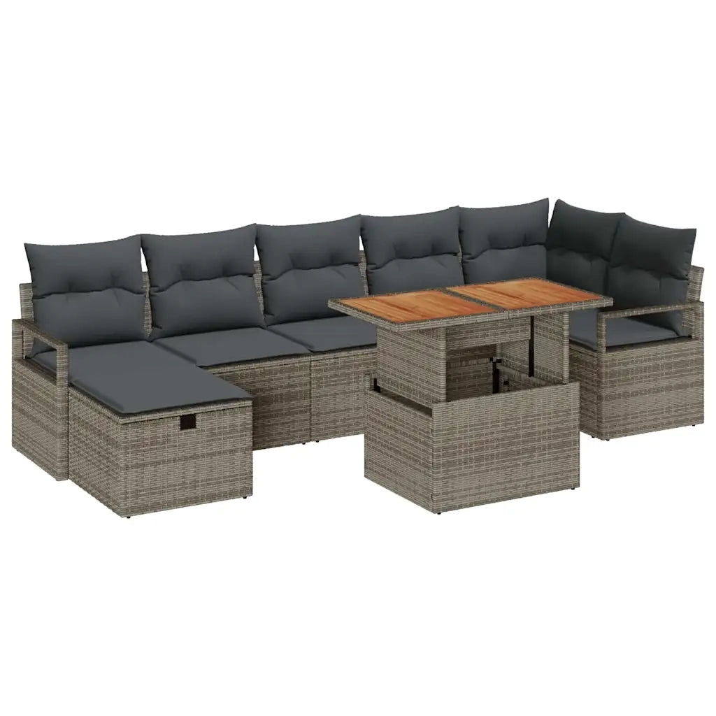 Set Divano da Giardino 8 pcs Grigio polyrattan 3361335