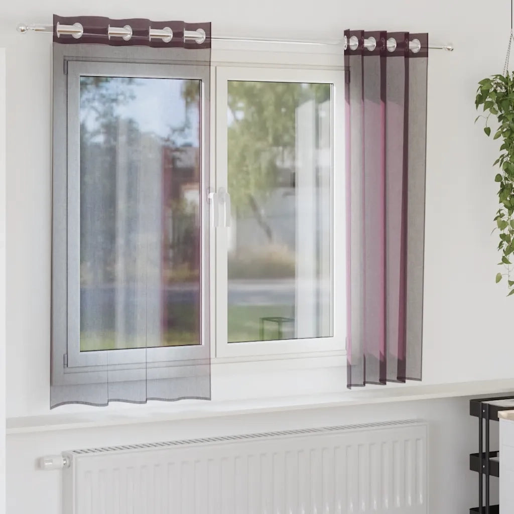 Tende in Voile con Occhielli 2 pz Viola 140x140 cm