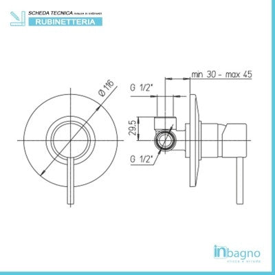 Miscelatore Doccia Incasso Cromato Piralla linea Essenza