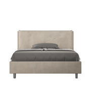 BS COM Letto matrimoniale francese con rete imbottito 140x190 microfibra sabbia Large