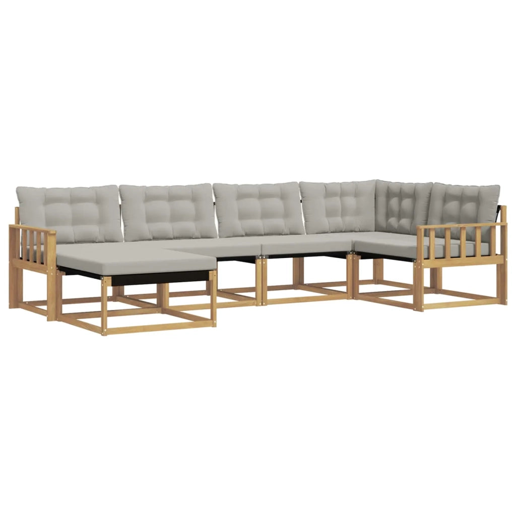 Set di divani da esterno 6 pz Bianco e Grigio Chiaro 3388849