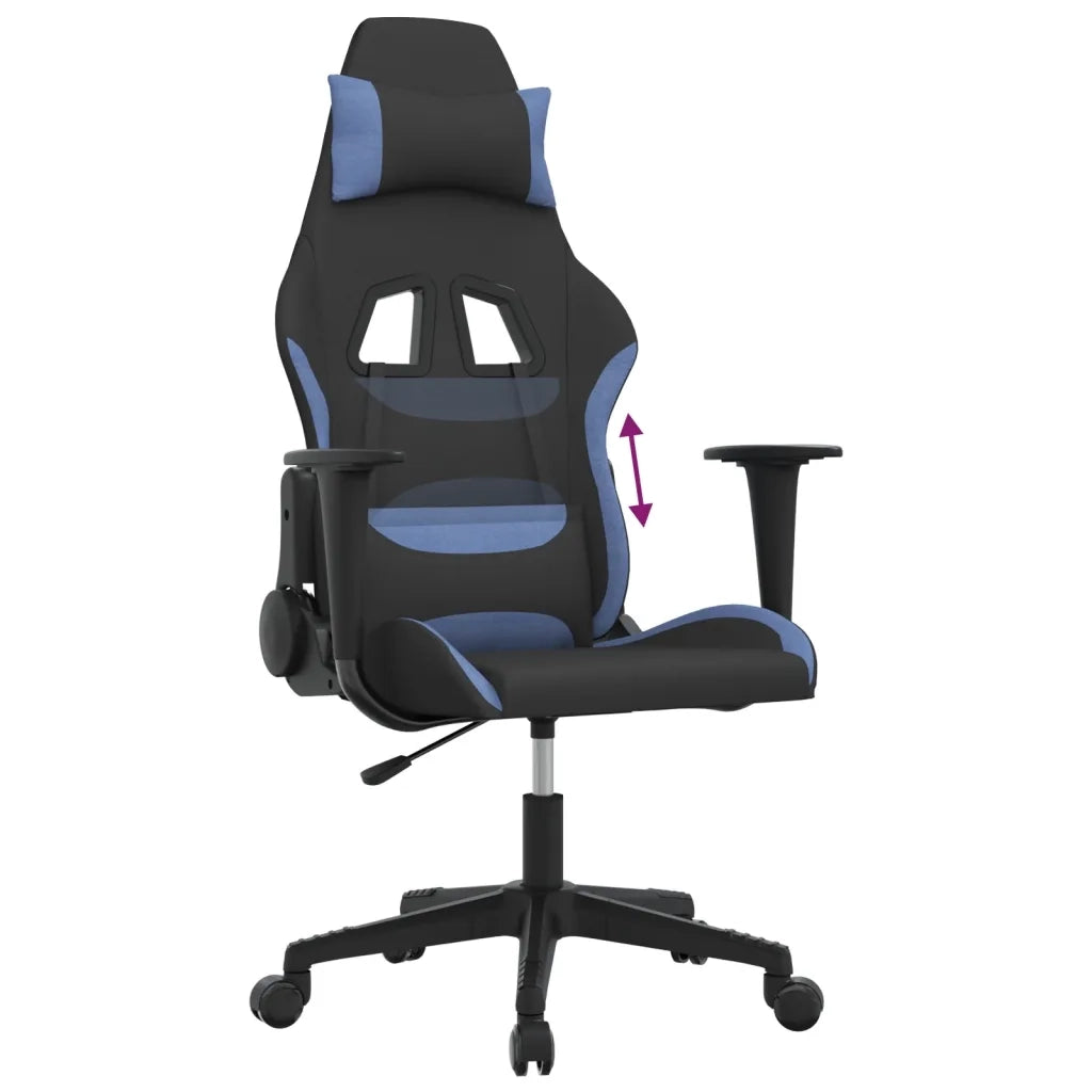 Sedia da Gaming Nero e Blu in Tessuto 3143739