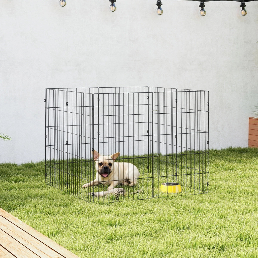 Recinto per Cani Pannelli 50x80 cm Espandibile e Pieghevole in Metallo Nero