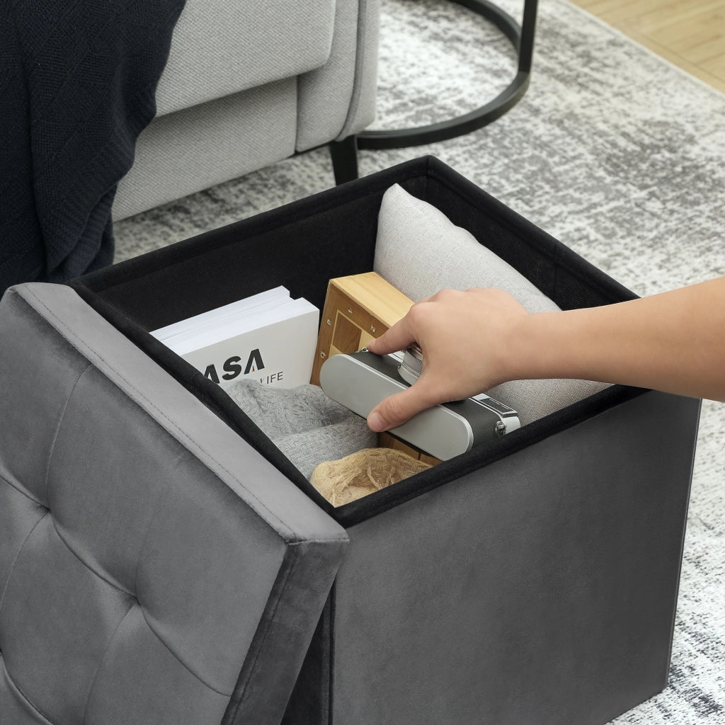 Sgabello ripiegabile con contenitore ¨C Minimal ¨C Grigio