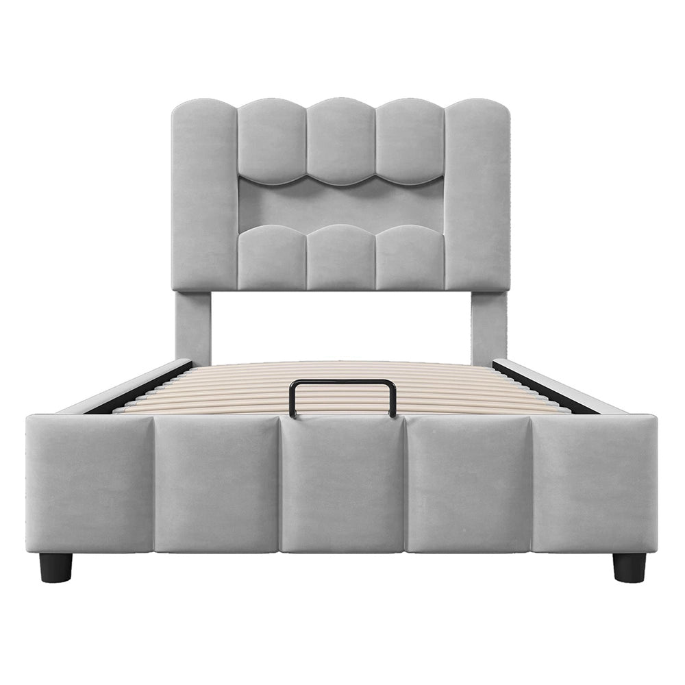 Letto 90x200cm?- Xylo - idraulico LED velluto grigio